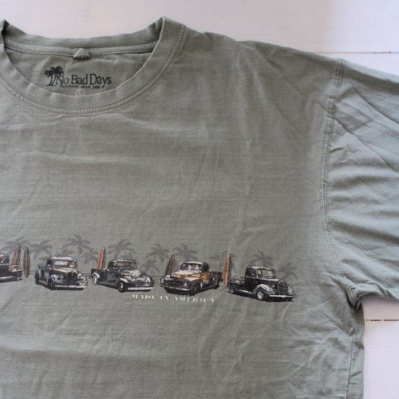 Green Oversized Vintage Truck Graphic Short Sleeve T-Shirt, 100% Cotton - Picture 1 of 5